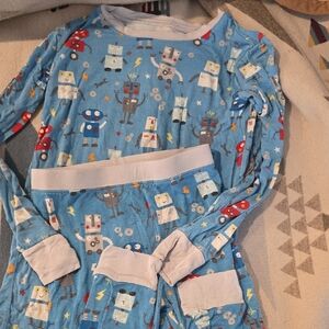Little Sleepies Robot Print Blue Pajama Set